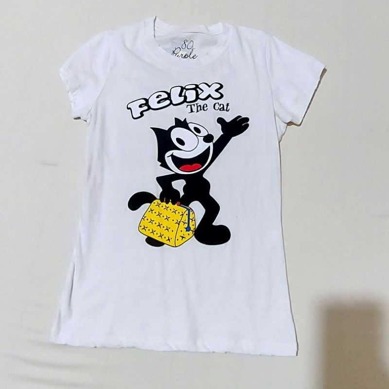 Felix the cat & his magic bag เสื้อยืด (preloved) เสื้อยืดเด็กผู้หญิง