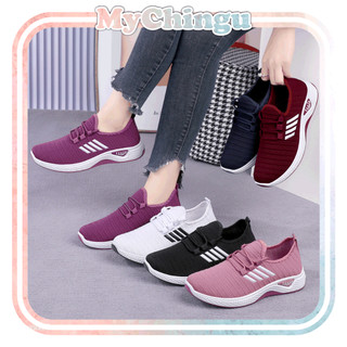 ❀ Chingu ❀ SEP101 (Tanpa Kotak) Sepatu Sneakers Wanita SIze 36-42 7 Warna Simple Polos Ringan Garis Korea Olahraga Sport Sepatu Cewek Casual Style Import