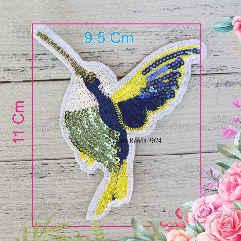 (Per Pcs) AP635 Beautiful Yellow Blue Bird Patch / Bird Motif ปัก Patch