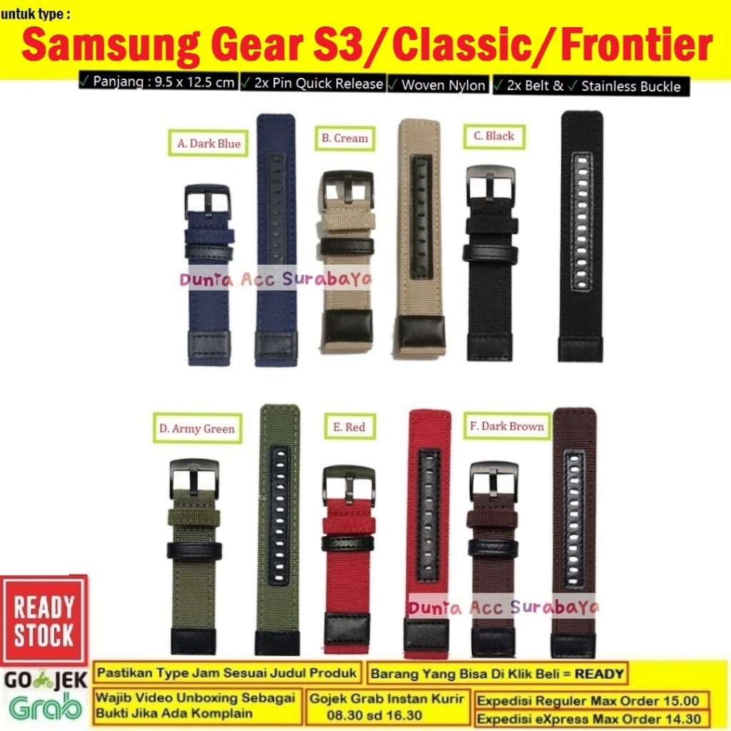 สายนาฬิกาข้อมือไนล่อนทอ 22 มม. สําหรับ Samsung Galaxy Gear S3 S3 Classic S3 Frontier