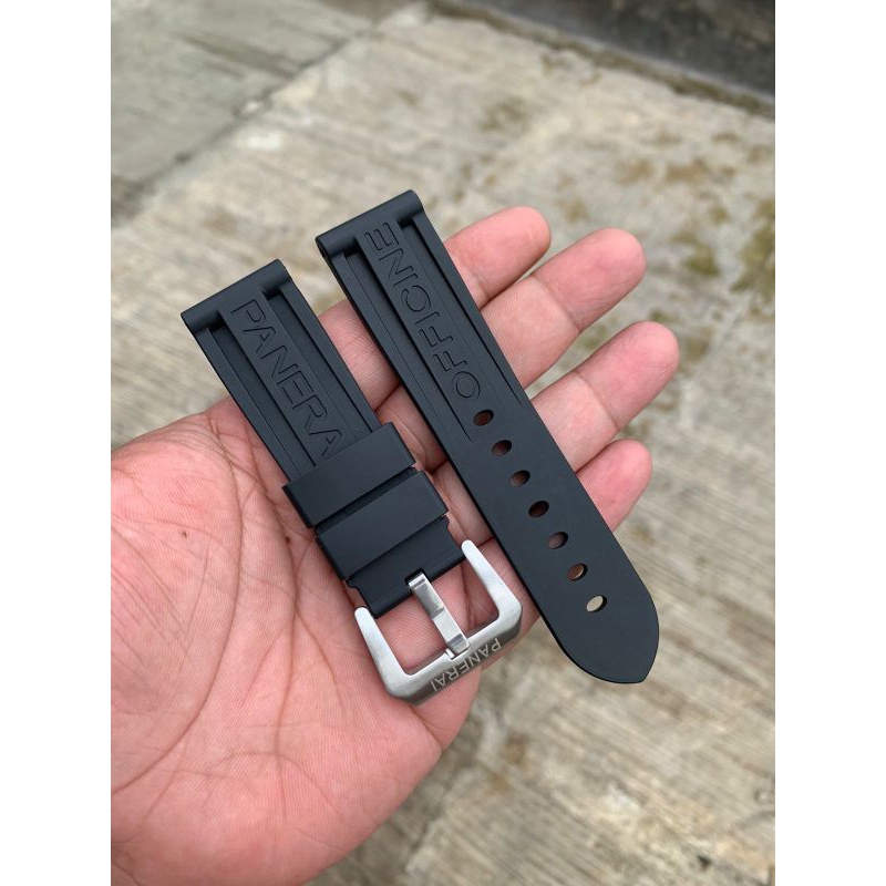 Hitam สายนาฬิกายาง panerai สีดํา 24mm lug