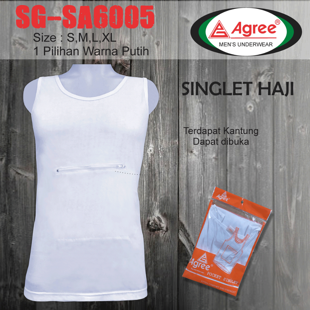 1 เสื้อกล้าม MEN& 39;S - SA6005 AB - เสื้อกล้าม HAJI AGREE - ADULT MEN& 39;S - TEENAGE - แขนกุด - แข