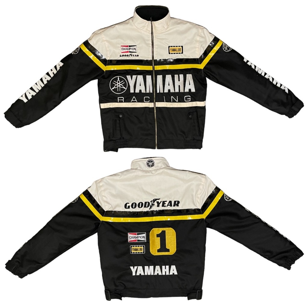 เสื้อแจ็คเก็ต Yamaha Racing 50th MotoGP, ครีมดํา, งานปักสุดเท่