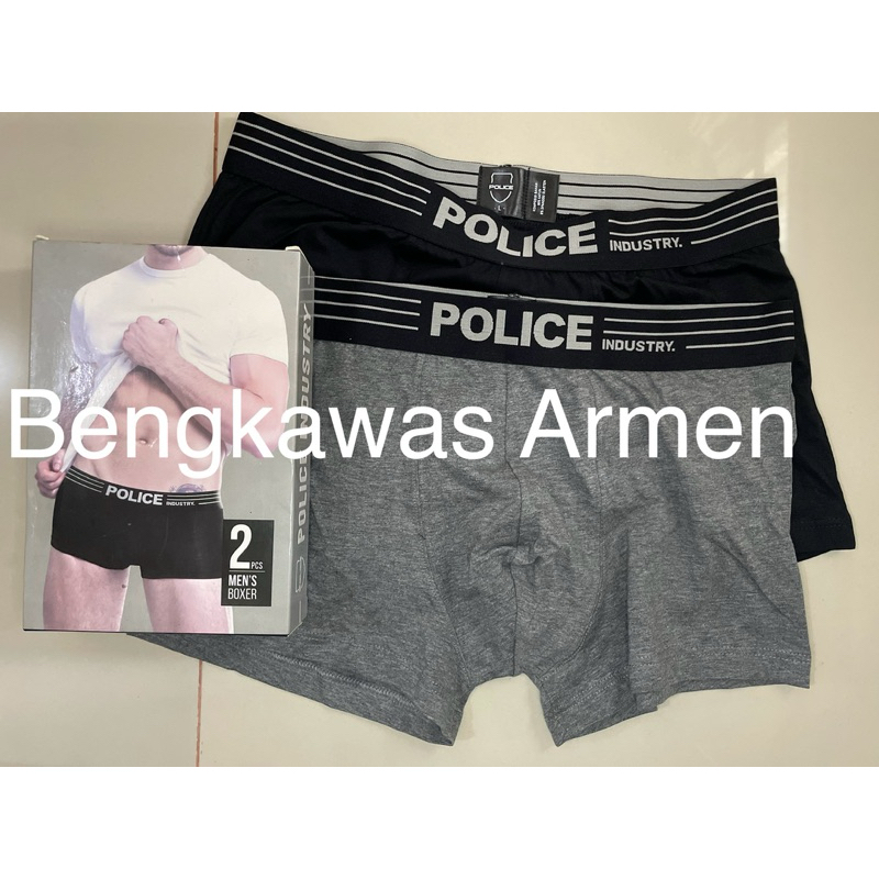 !!️Uk S & ม!!️[2 ชิ้น] POLICE INDUSTRY - BOXER Men& 39;s ชุดชั้นในทรงสี่เหลี่ยม BOXER N TRUNKS คล้าย