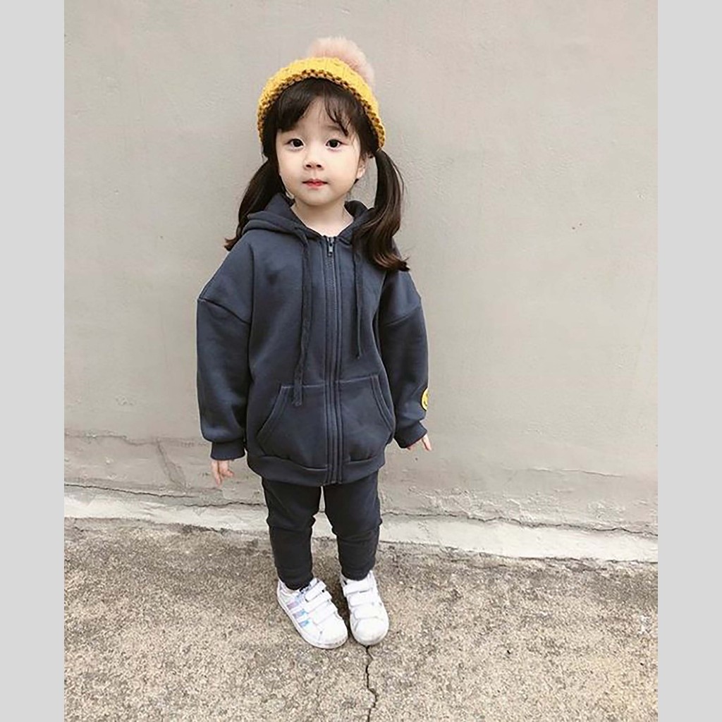 Unisex เด็ก Hoodie Pullover Jacket (1 ปี - 18 ปี) PLAIN ZIP (CUSTOM INITIAL LETTERS) เด็ก Hoodie Pul