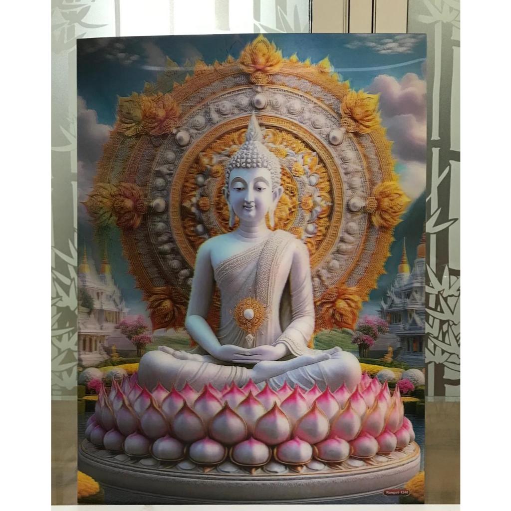 5D สีขาว BUDDHA PICTURE ขนาด 29x39 ซม. (PxH) พร้อมกรอบสม่ําเสมอ