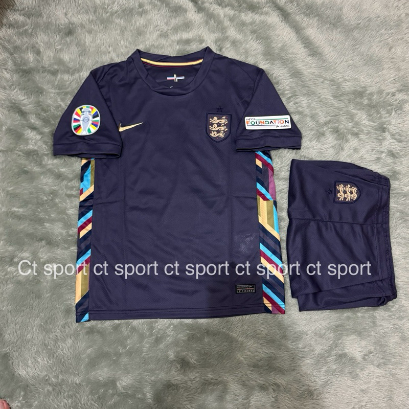 (FULL Patch euro jersey kids England away euro 2024 import go thailand English Children 's Ball Shirt