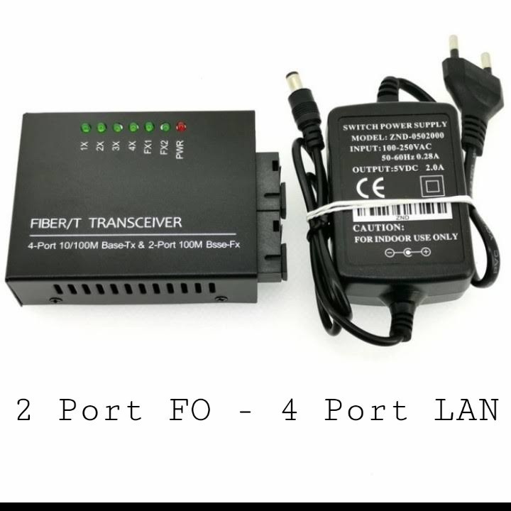 Htb Media Converter 2 FO SC FIber Optic Port เป ็ น 4 Ethernet Switch LAN SINGLE