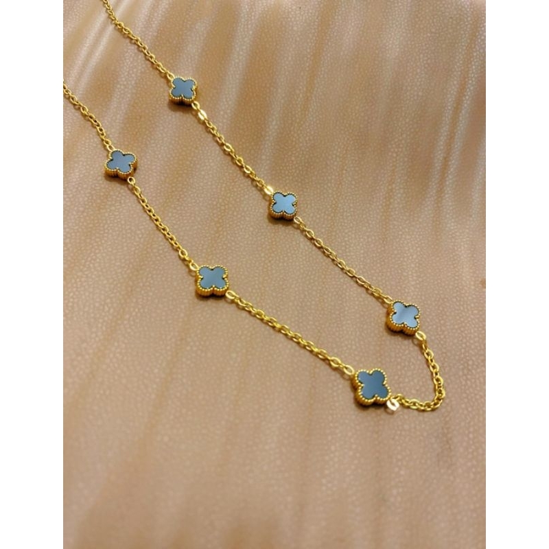 6 KL404 ANTI RUST FLOWER CLOVER TITANIUM สร้อยคอ