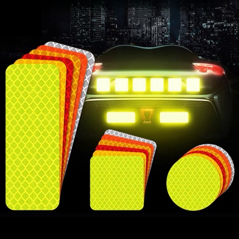 Stabilo CAHAYA PUTIH MATA HIJAU MERAH Reflector Sticker Test Reflector Light Square Round Cat Eye Warning Sticker Reflector Body Bumper รถบรรทุกรถสีแดง, สีเขียว Highlighter, สีขาว, สีเหลือง, สีฟ้า