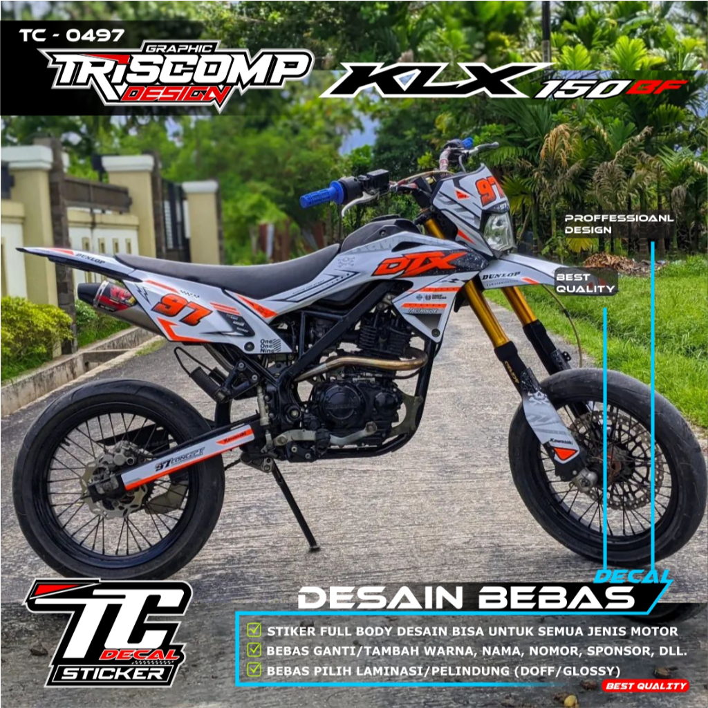 Putih Decal Custom รถจักรยานยนต์ KLX BF 150 สีขาวลายสีส้ม Variation Can สําหรับ DTRACKER/KLX Gordon/