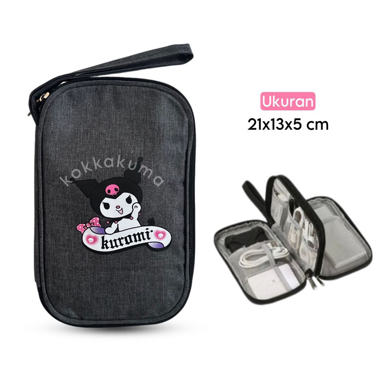 (KKM) กระเป๋า / กระเป๋า Gadget กระเป๋าเดินทางสองชั้น 2 ซิป Gadget Organizer กระเป๋าโทรศัพท์มือถือขนา