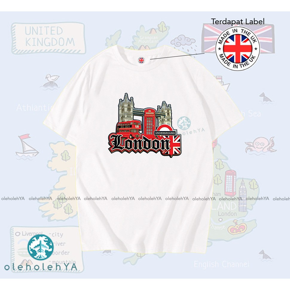 TYPE 1 อังกฤษ - เสื้อยืด LONDON PREMIUM SOUVENIR TAG LABEL MADE IN ENGLAND - LONDON SOUVENIR CLOTHES