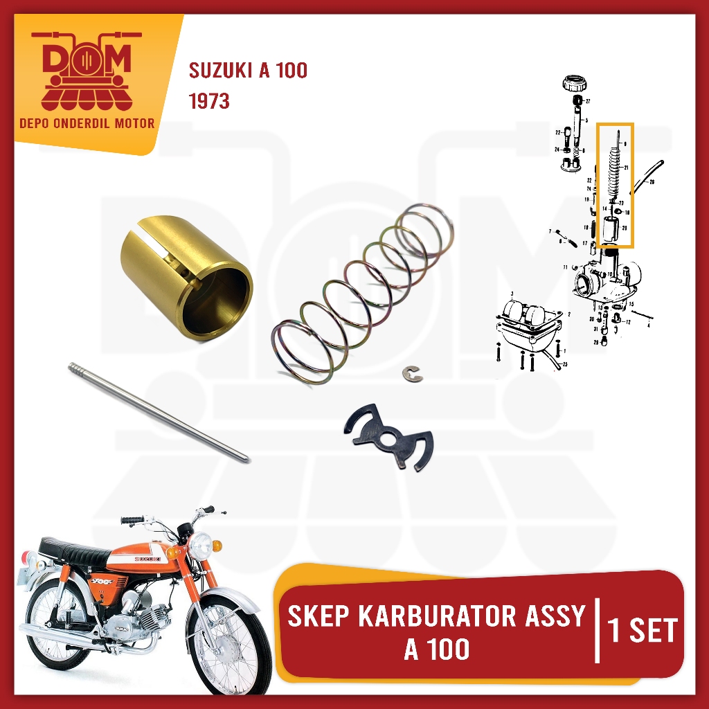 Skep คาร์บูเรเตอร์ Assy A100 (TOKAIDO) ชุดคาร์บูเรเตอร์ Skep วาล์วแก๊สลูกสูบ ปุ่มเข็มสปริง Suzuki A1