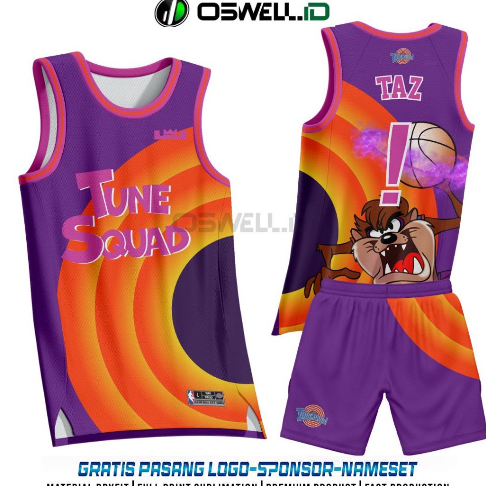 CODE R7L TUNE SQUAD TAZMANIA BASKETBALL JERSEY ฟรี CUSTOM FULL PRINTING PREMIUM