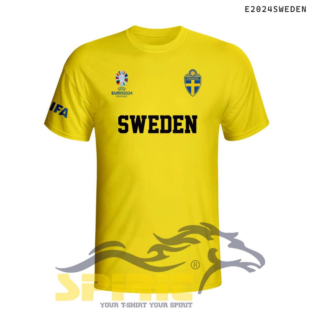 KATUN SWEWDEN NATIONAL TEAM FOOTBALL SHIRT SWEDEN NATIONAL TEAM SHIRT PILA UEFA Euro 2024 แขนสั้นผ้า