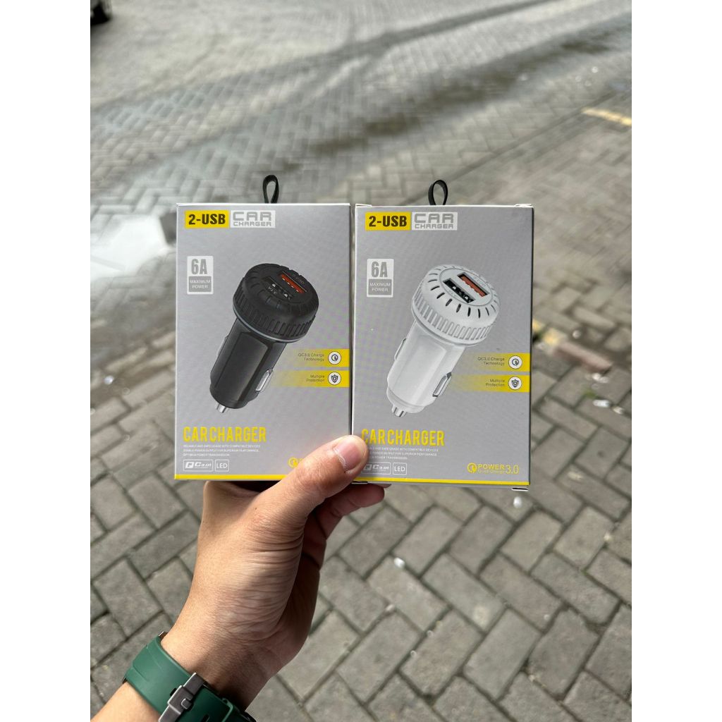 Car Saver 6A 2 Usb Qualcomm 3.0 LED ชาร์จเร็วสุด