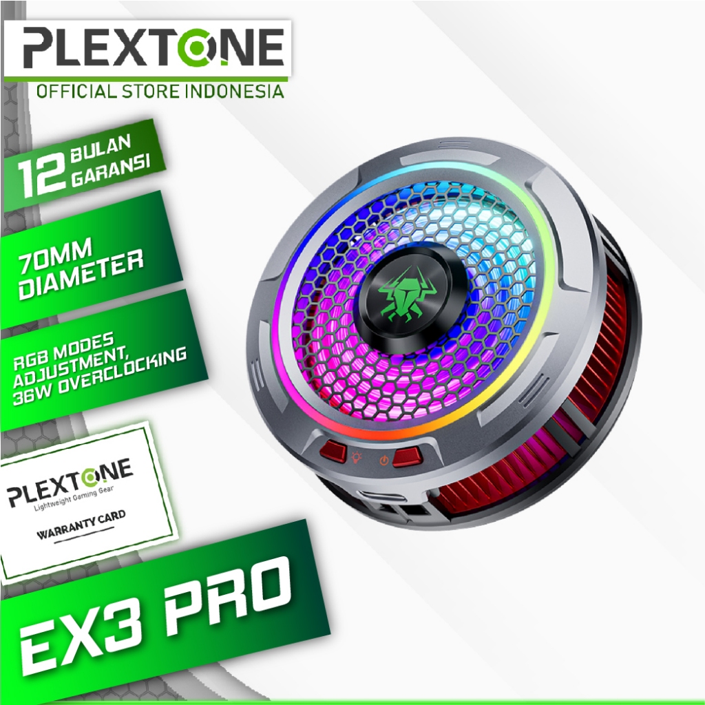 Plextone EX3 Pro Fan Cooler 36 วัตต์ 70 มม. ขนาดกะทัดรัดสําหรับแท็บเล็ต Ipad Handphone