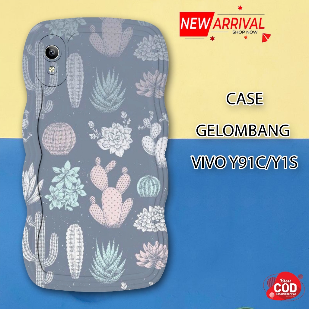 Soft Case WAVE Hp VIIVO Y91C - VIVO Y1S - Pro Camera Case - Fashion Case Cactus Motif - Casing & Ski