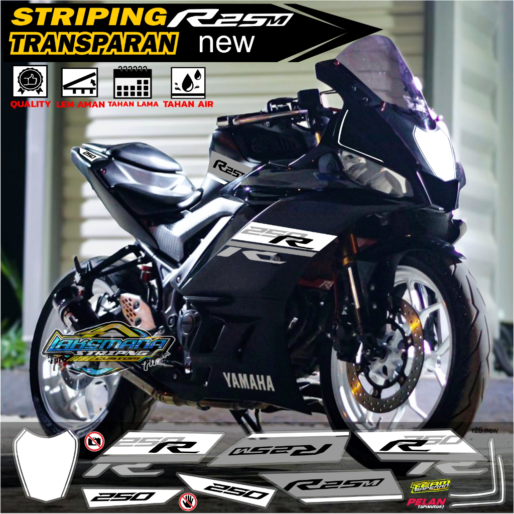 ใหม่ R25 TRANSPARENT STRIPING YAMAHA R25 สติ๊กเกอร์