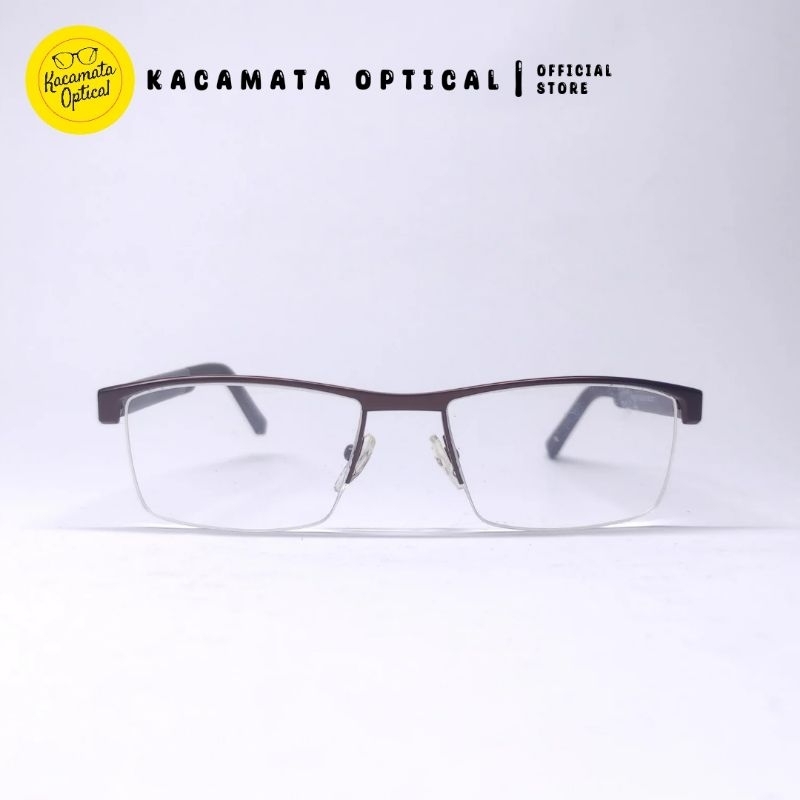 OPTICAL GLASSES - KMO30310 c3 กรอบพลาสติกเหล็กสีน้ําตาลครึ่งกรอบ