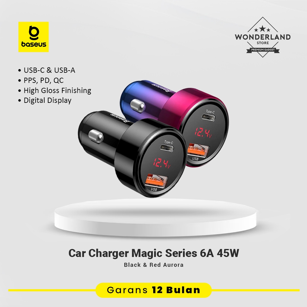 Baseus Car Charger Car / Motorcycle (Car Charger) Fast Charging 6A 45W Dual Output USB + Type C Supp