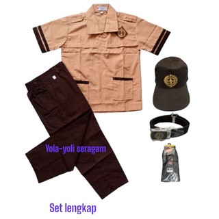 Yola-Yoli Seragam > Setelan Super Lengkap Seragam Sekolah SD Pramuka Siaga Anak Laki-Laki Baju Lengan Pendek dan Celana Panjang
