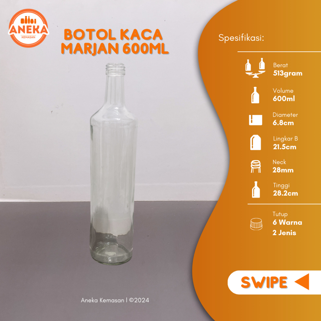 (แพ็ค 24 ชิ้น) ขวดแก้ว 600ML 600ML MARJAN ขวดแก้ว 600ML HONEY หรือ JAMU BOTTLE 600ML บรรจุแก้ว 600ML