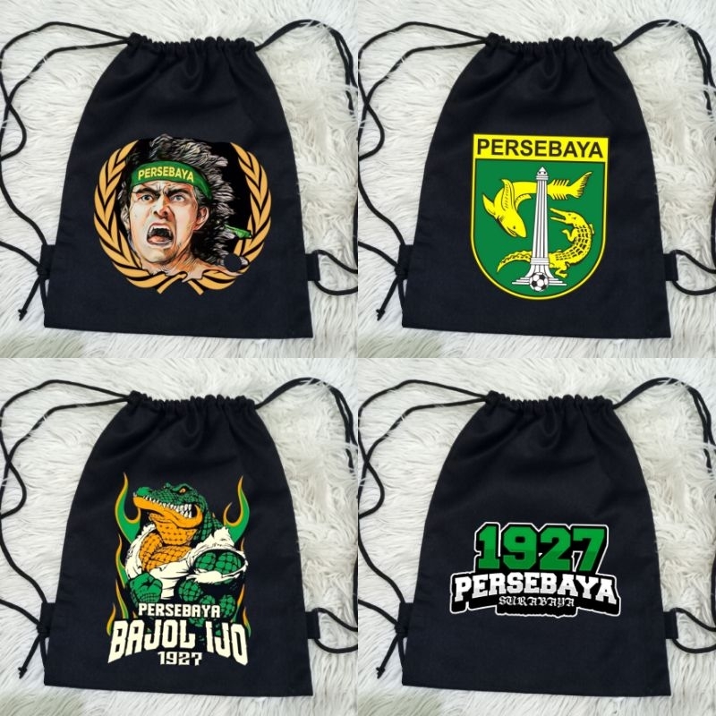 Persebaya Club Football อินโดนีเซีย Drawstring Bag 100 % Baby Thick Canvas/Sports School Bag Antem Mania/String Bag Persebaya FC อินโดนีเซียฟุตบอลคลับกีฬา
