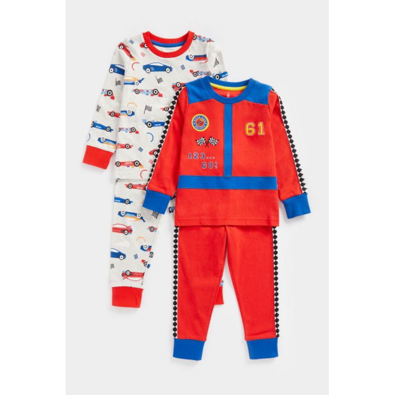 MC Mothercare Boys ชุด 2 ชิ้น Race Car Driver ชุดนอนชุดนอนเด็ก Gokart Original Red พร้อมป้าย