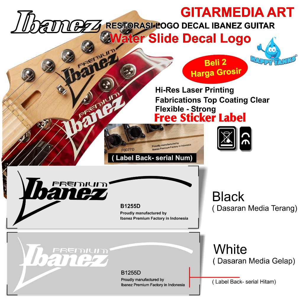 Ibanez โลโก้พรีเมี่ยม waterslide decal_Premium ibanez กีตาร์ decal_Premium ibanez โลโก้ waterslide