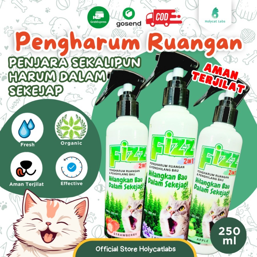 สเปรย์ Fizz 2in1 - น้ํายาล้างกลิ่น Cat and Dog Feces น้ําหอมปรับอากาศ