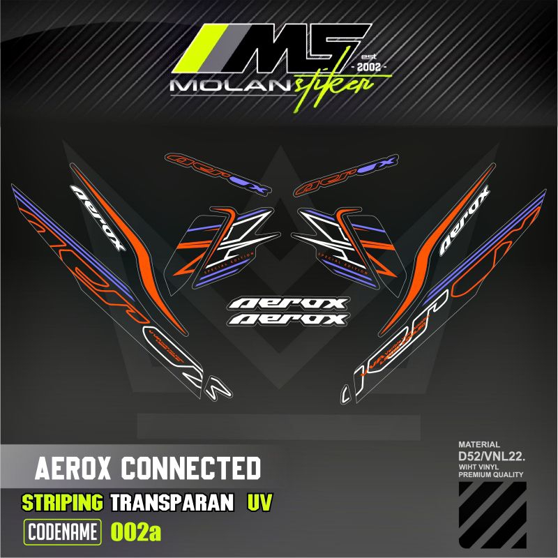 Decal สติกเกอร์ Striping Variation โปร่งใส Uv Aerox 155 เชื่อมต่อ Motif Ori Cyber City 2024 Aerox Cy