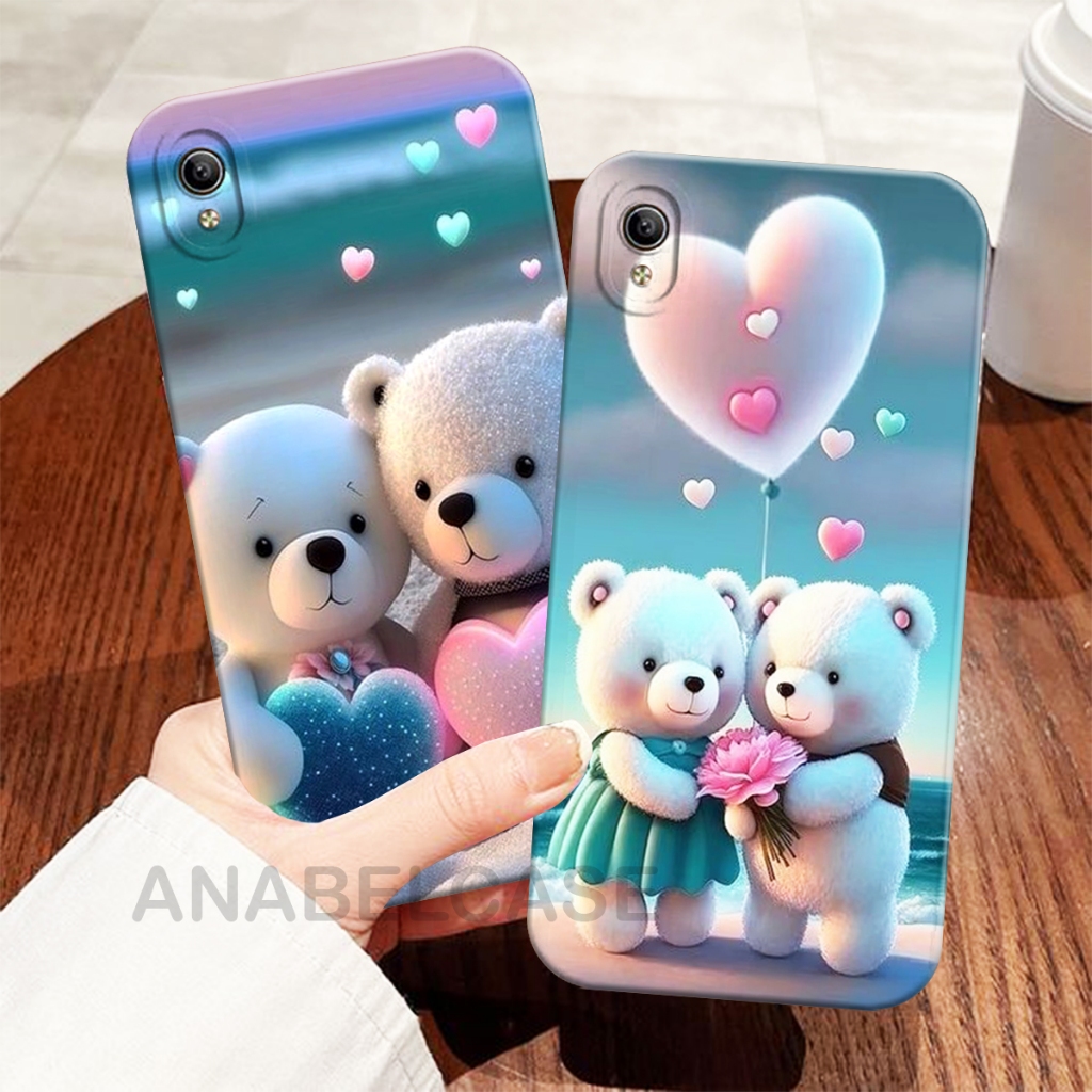 HP Softcase Vivo Y91C Y1S Y19 Y71 Y71i Y81 Y83 Y53 Old Lovely Bear Motif Beautiful - Oppo Case - เคส