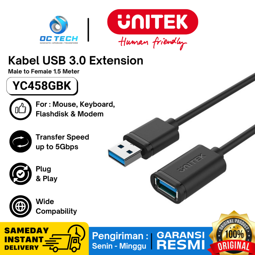UNITEK YC458GBK สายต่อ USB 3.0 1.5 เมตร - สายปรับ UNITEK 1.5M