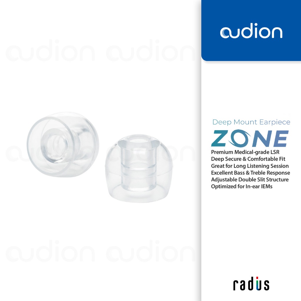 หูฟัง Radius Deep Mount ZONE | จุกหูฟังยางซิลิโคนเหลวต้านเชื้อแบคทีเรียระดับพรีเมียมคุณภาพสูงสําหรับในหู IEM