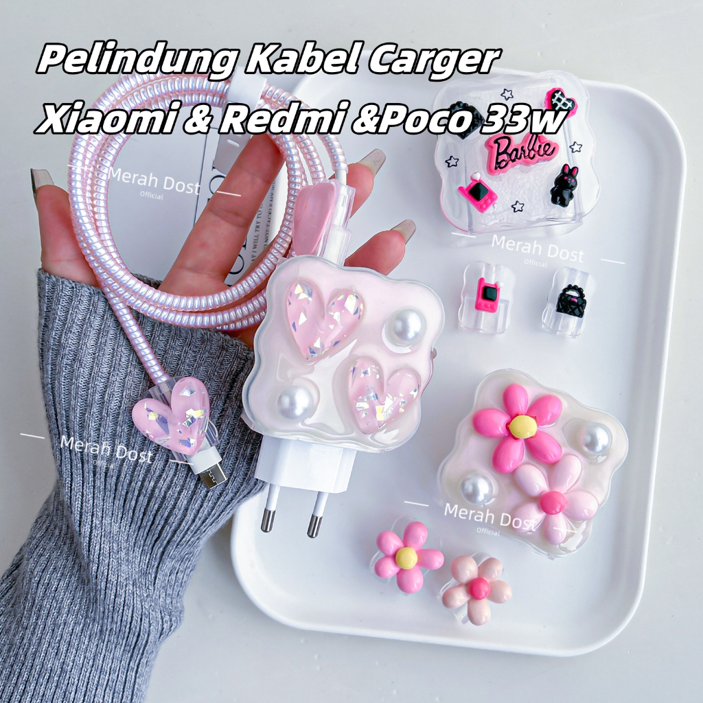 Carger Cable Protector Xiaomi & Redmi & Poco 33w Adapter Protector Carger Head Protector Cable Protector Charger Case Charger Varied Motif