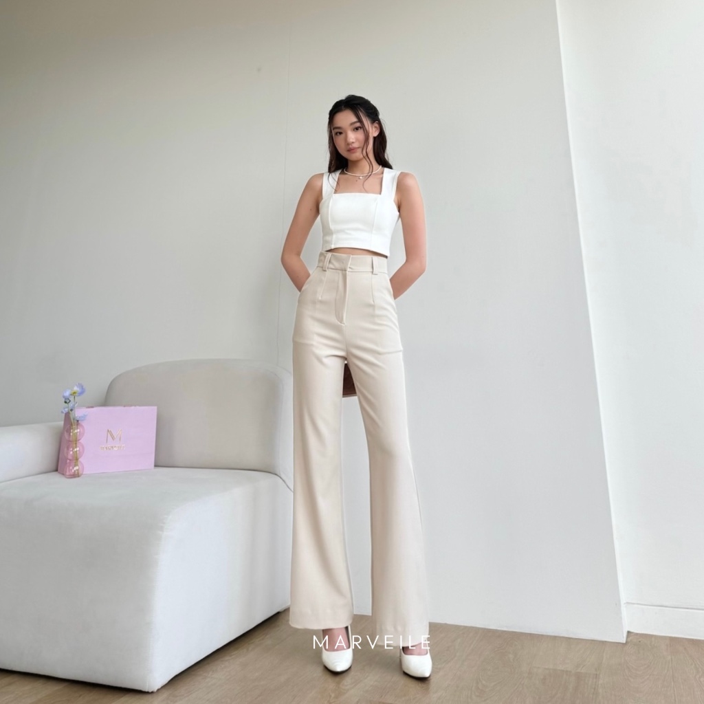 [Marveile] Gigi Cutbray Highwaist Pants / Cutbray Flare Pants สําหรับผู้หญิง