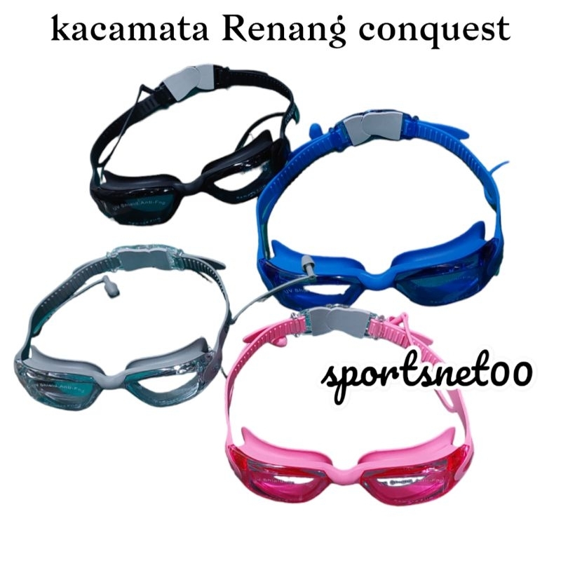 แว่นตาว่ายน้ํา Conquest / แว่นตาว่ายน้ําป้องกันหมอก Conquest กระเป๋าสตางค์สีเทาดั้งเดิม