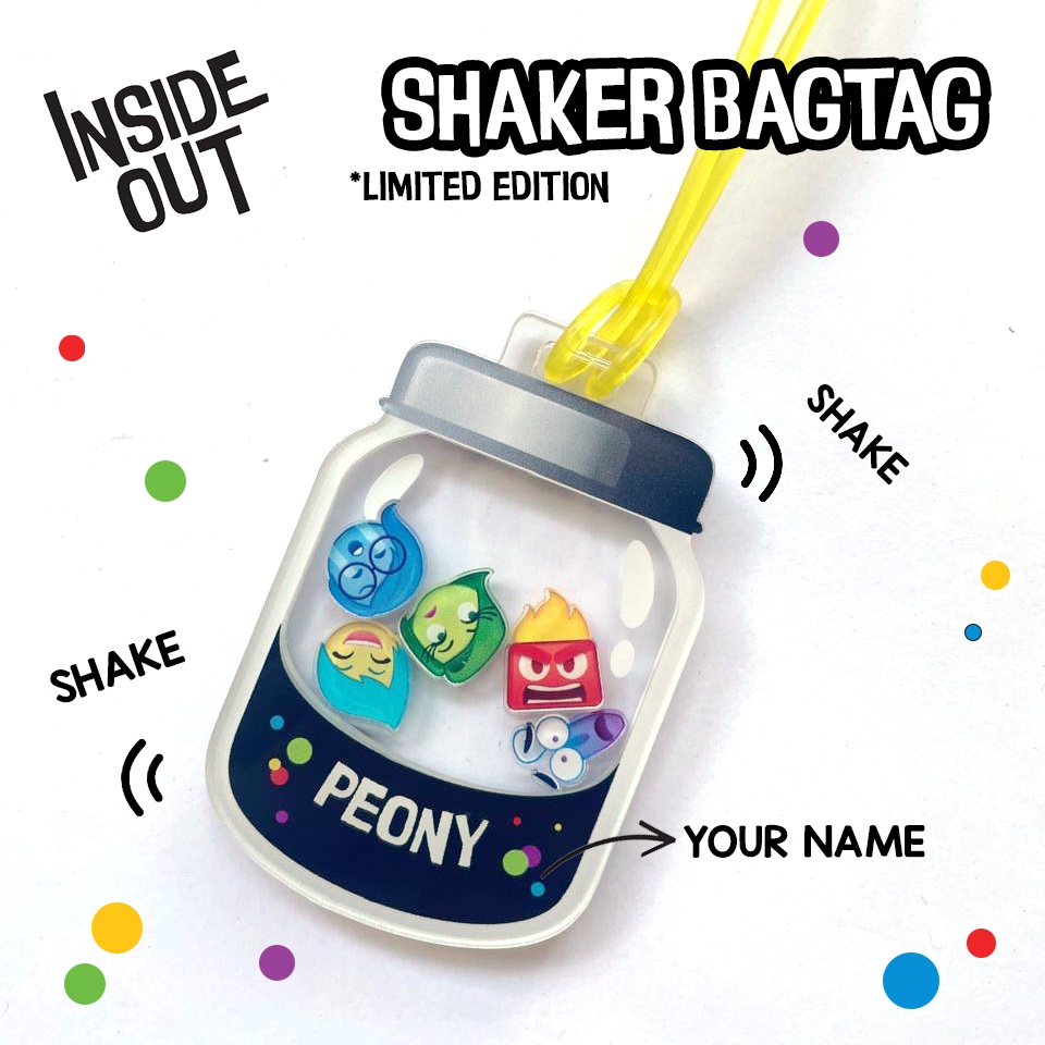 GANTUNGAN Inside Out Bagtag กระเป๋านักเรียนเด็ก ไม้แขวนเสื้อ Shaker Bag Charm