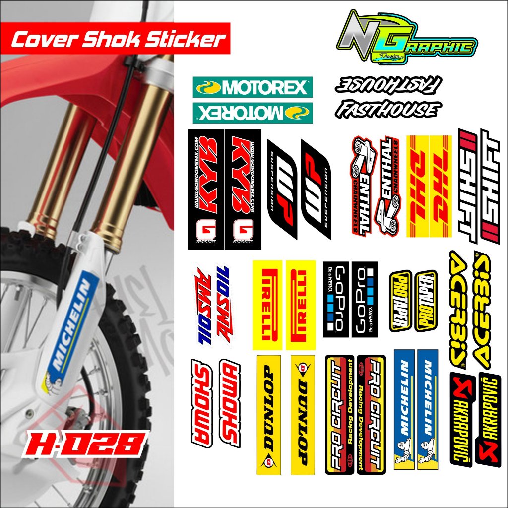 สติ๊กเกอร์ฝาครอบโช้คสําหรับ CRF, KLX, Dtracker, KX, Gordon, YZ, WR Trail มอเตอร์ไซค์, ขวาและซ้าย, สติ๊กเกอร์คุณภาพหนึ่งคู่