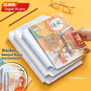Cilukbaa COD STIKER SAMPUL BUKU PLASTIK 10 LEMBAR / SAMPUL BUKU PLASTIK / SAMPUL PLASTIK TANPA LEM RAPI WATERPROOF DAN ANTI NODA