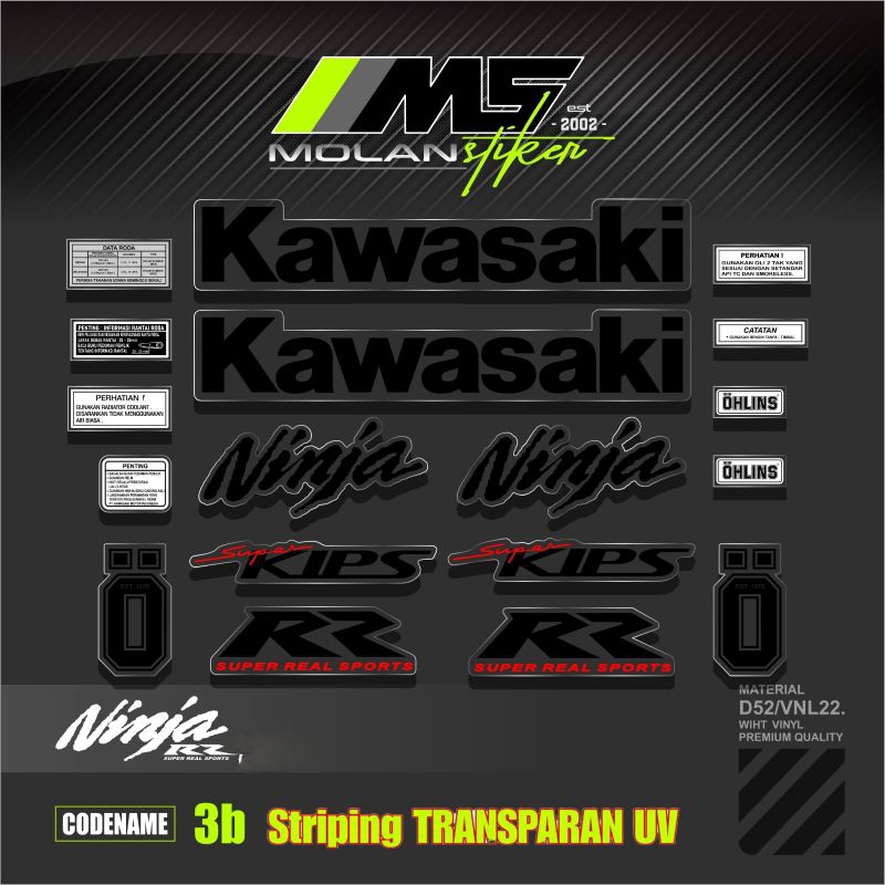 MERAH สติกเกอร์ Striping Variation โปร่งใส Uv Ninja Rr เก่า 150 2Tak ชุดสติกเกอร์ความสนใจ Ninja Rr เ