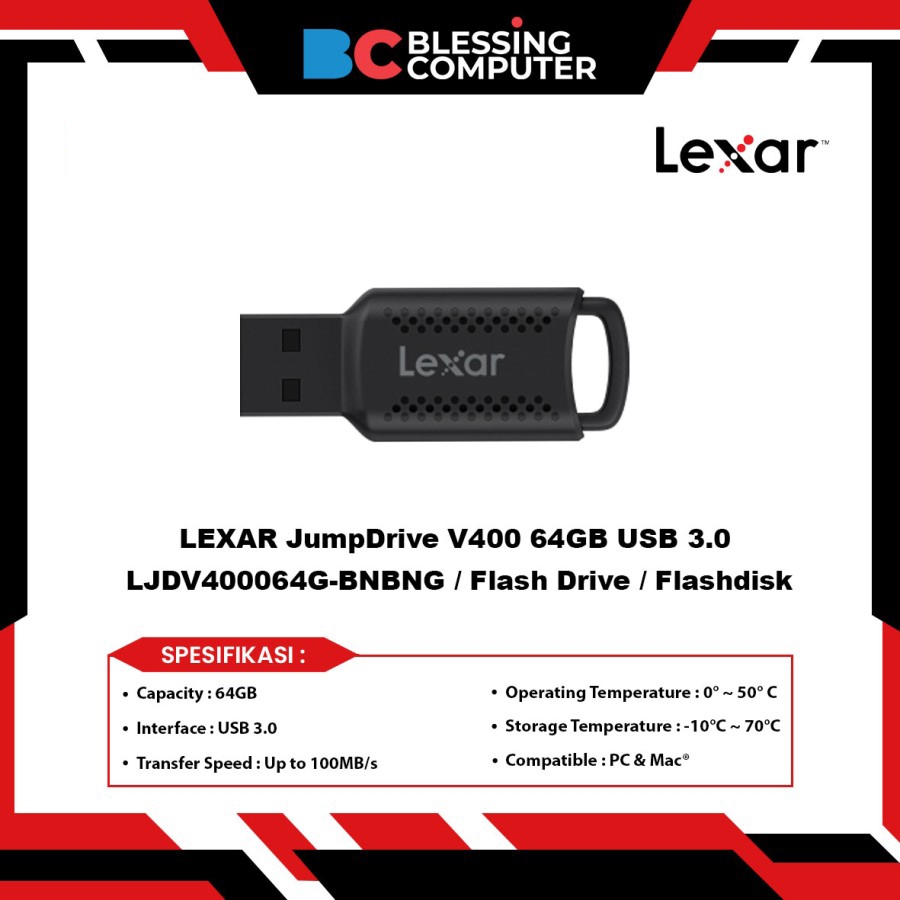 LEXAR JumpDrive V400 64GB USB 3.0 LJDV400064G-BNBNG / แฟลชไดรฟ์ / แฟลชดิสก์