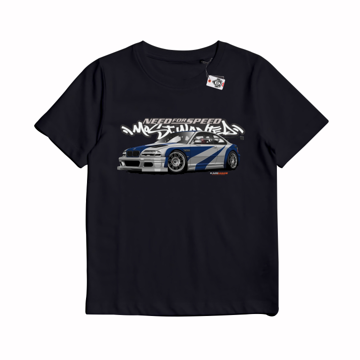 KRMK เสื้อยืด Distro สําหรับเด็ก Unisex พร้อม BMW E46 GTR NFS MOST WANTED ภาพรถ