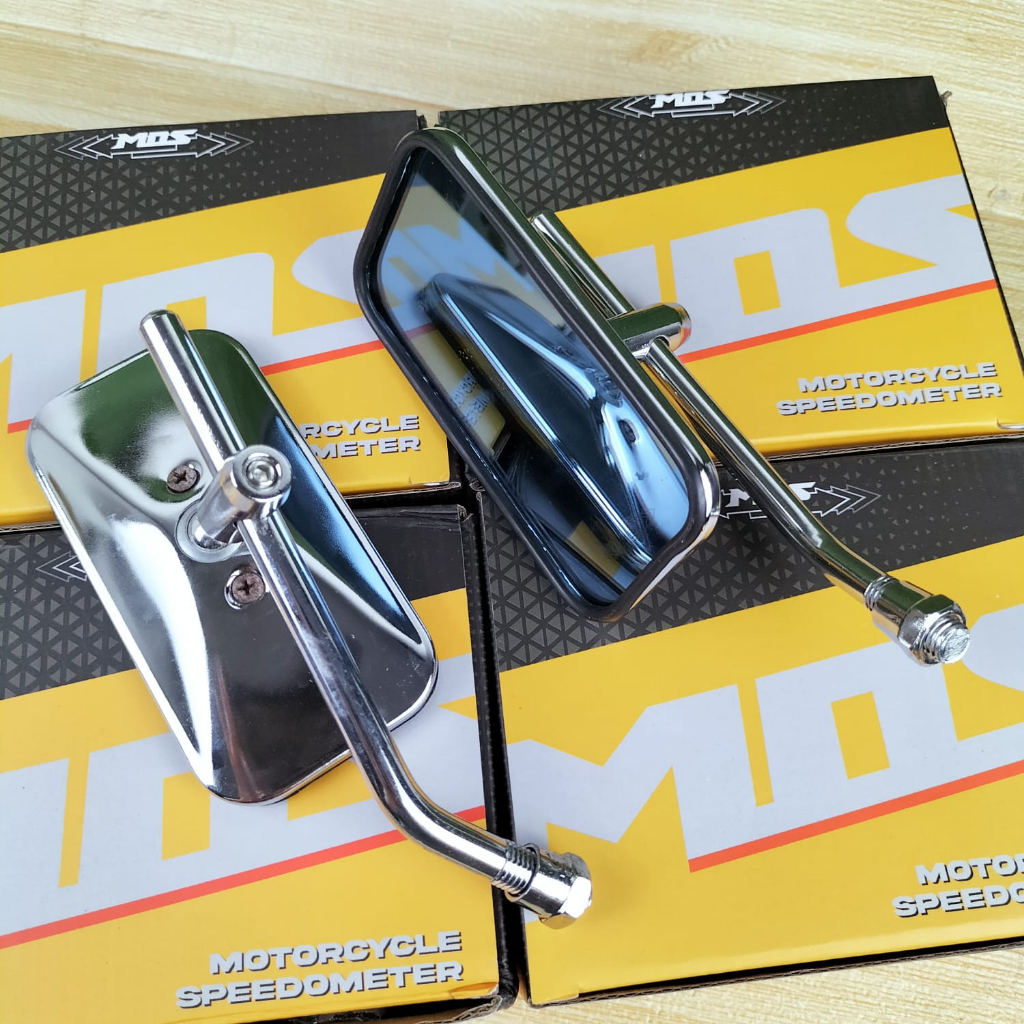 Retro Mirror Box MOS Chrome Blue and White Glass Classic Thread Honda
