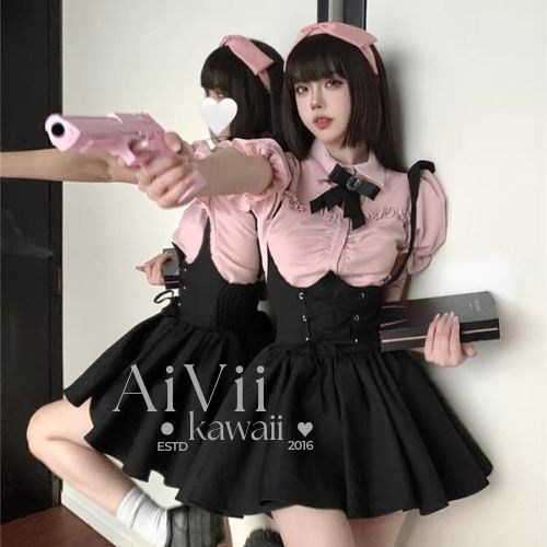 Kemeja ชุดเสื้อเชิ้ต AiViJIRAI Kei ULLZANG VER OVERALL SHIRT