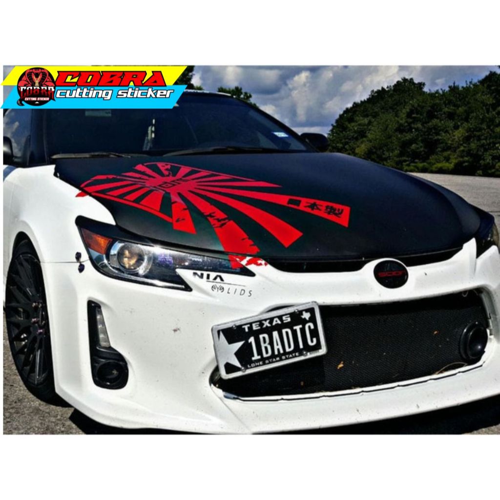 สติ๊กเกอร์ JDM JAPAN FLAG STICKER JDM CAR HOOD STICKER