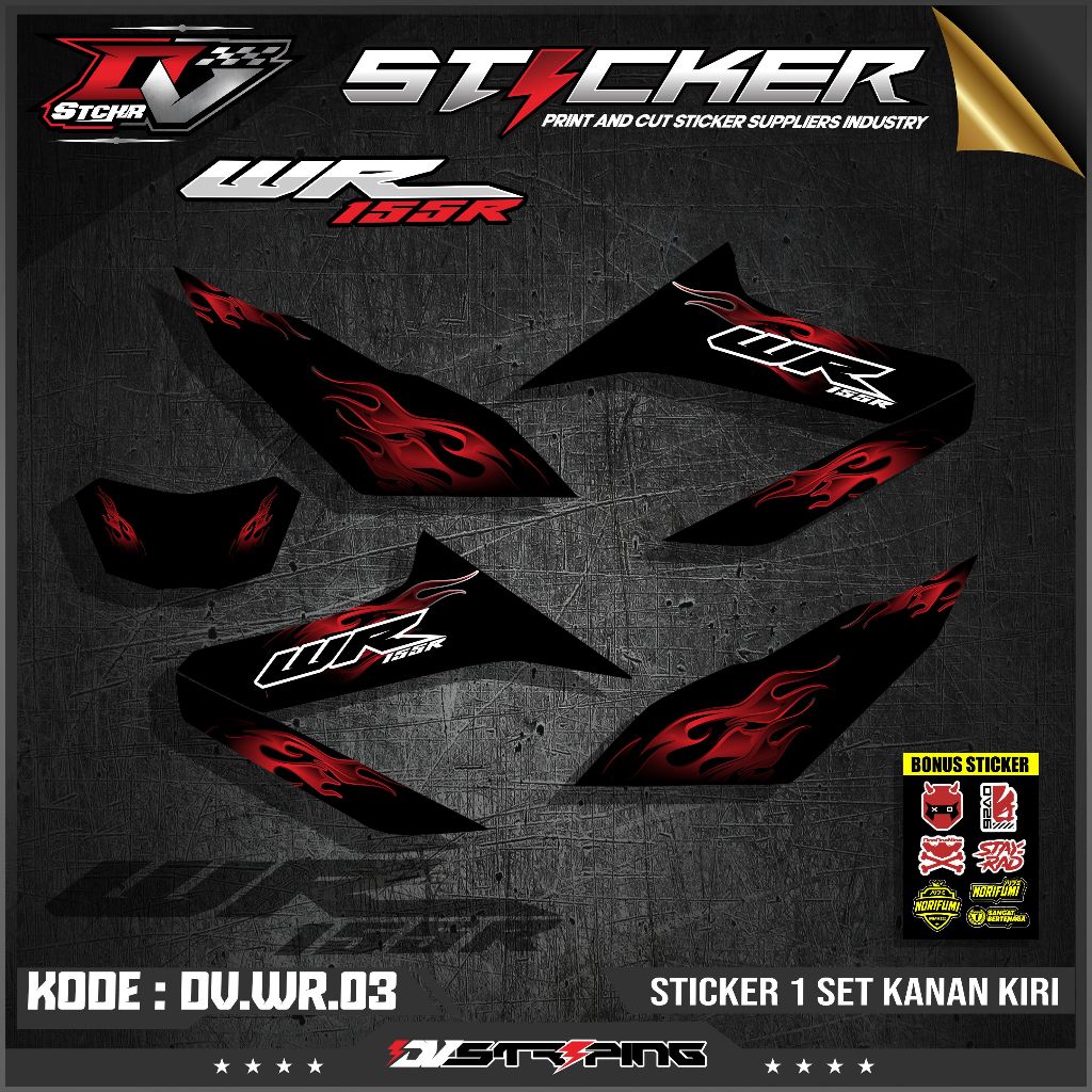 Yamaha WR 155 Holoram Striping Flame Design-WR 155 Variation Sticker