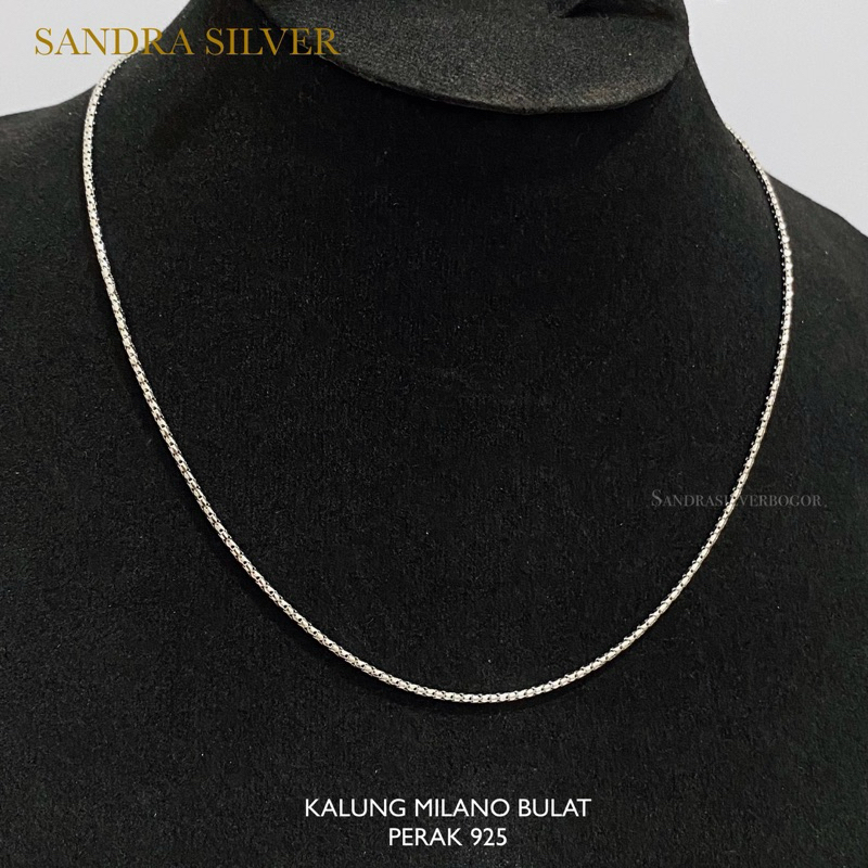 Milano Round Necklace 925 Silver Plated White Gold - Silver 925 Necklace